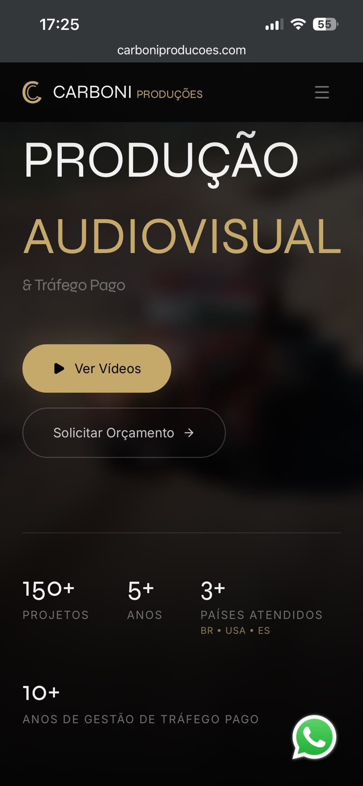 Preview do site carboniproducoes.com em celular